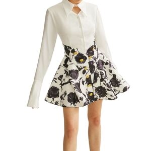 Floral Skater Dress with White Top